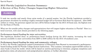 2015 Florida Legislative Session Summary: A Review of Key Policy Changes Impacting Higher Education