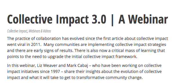 Collective Impact 3.0: Webinar