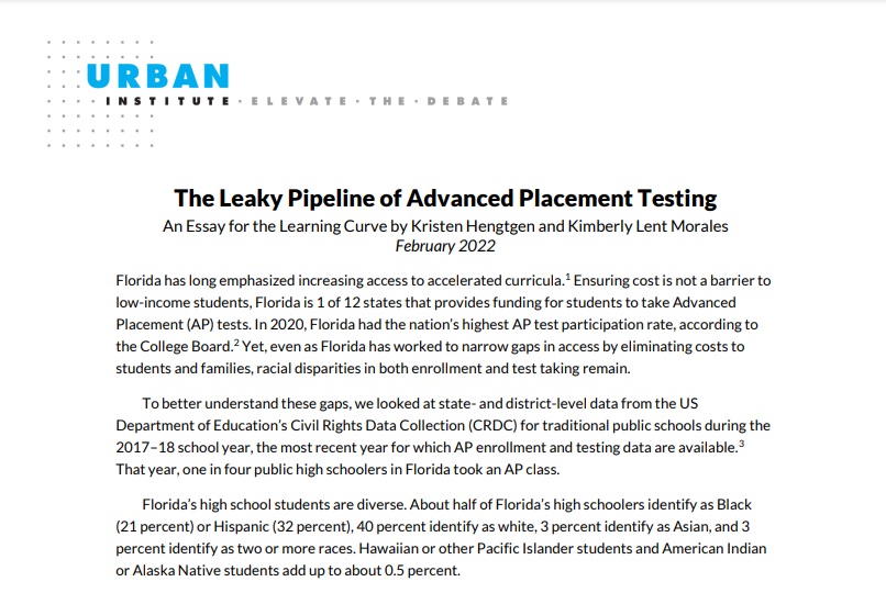 RESEARCH BRIEF — The Leaky Pipeline of AP Testing