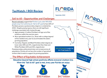 QUICK SHEET — Investing in Florida: Highlighting the Many Benefits of Education and Training Beyond High School